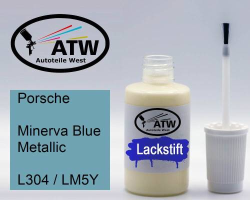 Porsche, Minerva Blue Metallic, L304 / LM5Y: 20ml Lackstift, von ATW Autoteile West.